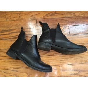 Black leather booties
